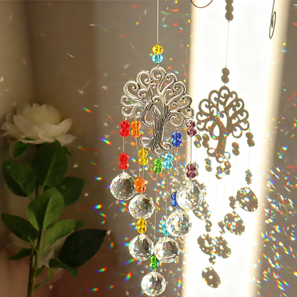 🌳✨ Wisząca ozdoba "Drzewo Życia” z kryształu – 🌈wprowadz do swojego domu magiczny blask tęczy