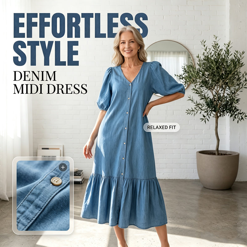 【M-3XL】👗Sukienka damska z dekoltem w serek i krótkim rękawem