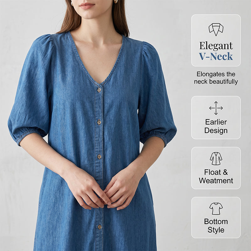 【M-3XL】👗Sukienka damska z dekoltem w serek i krótkim rękawem