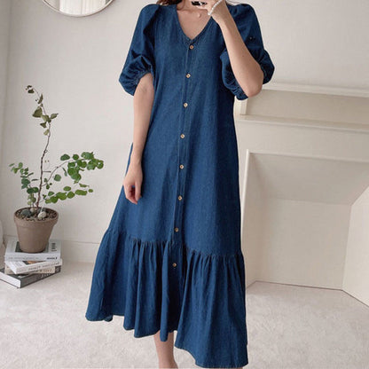【M-3XL】👗Sukienka damska z dekoltem w serek i krótkim rękawem
