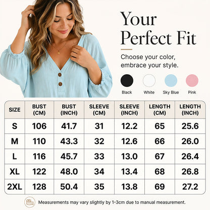 【S-2XL】🎀Damska bluzka na specjalne okazje z dekoltem w szpic i rękawami 3/4