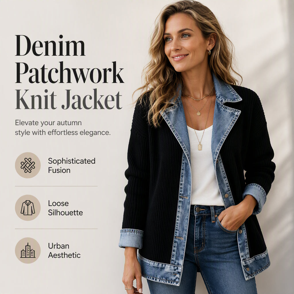 【S-3XL】🧥Elegancki damski sweter z prążkowanej dzianiny w połączeniu z dżinsami