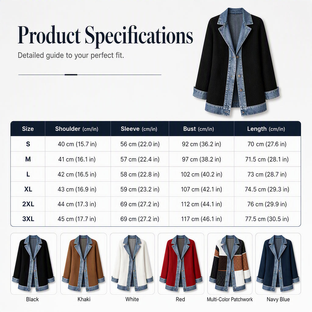 【S-3XL】🧥Elegancki damski sweter z prążkowanej dzianiny w połączeniu z dżinsami