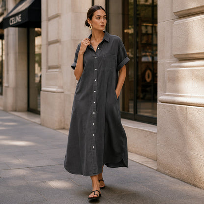 【S-4XL】👗Dżinsowy strój o luźnym kroju z wycięciem zapinanym na guziki