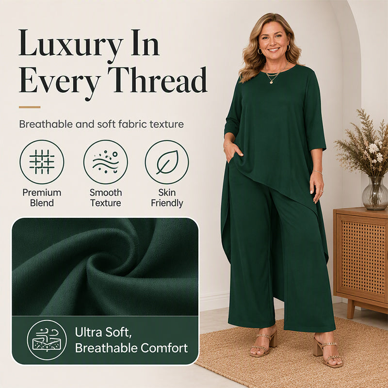【XL-5XL】💖Zestaw składający się z eleganckiej bluzki i spodni z szerokimi nogawkami