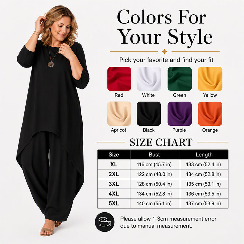 【XL-5XL】💖Zestaw składający się z eleganckiej bluzki i spodni z szerokimi nogawkami