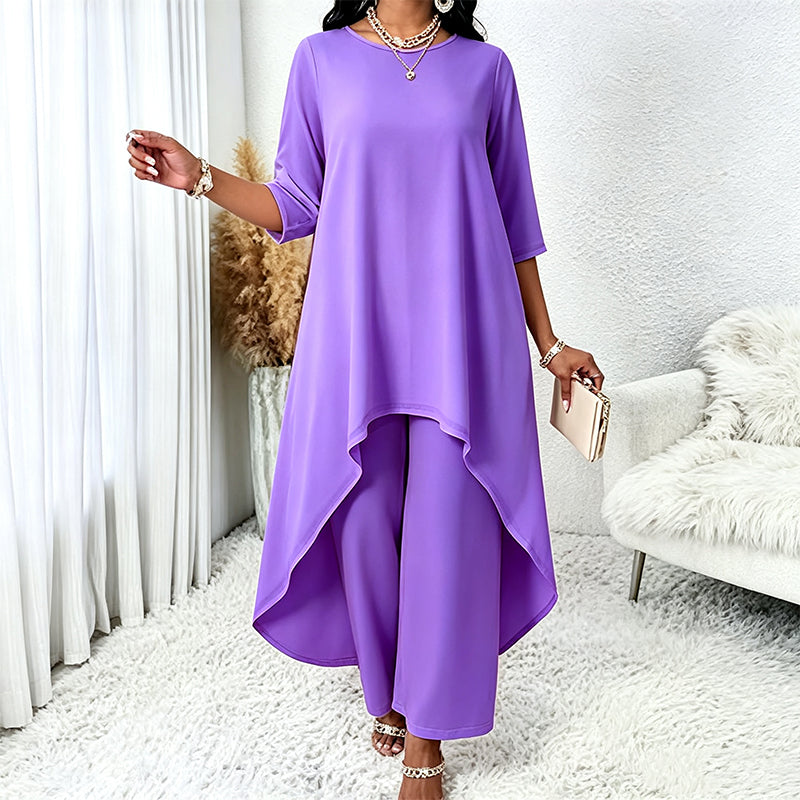 【XL-5XL】💖Zestaw składający się z eleganckiej bluzki i spodni z szerokimi nogawkami