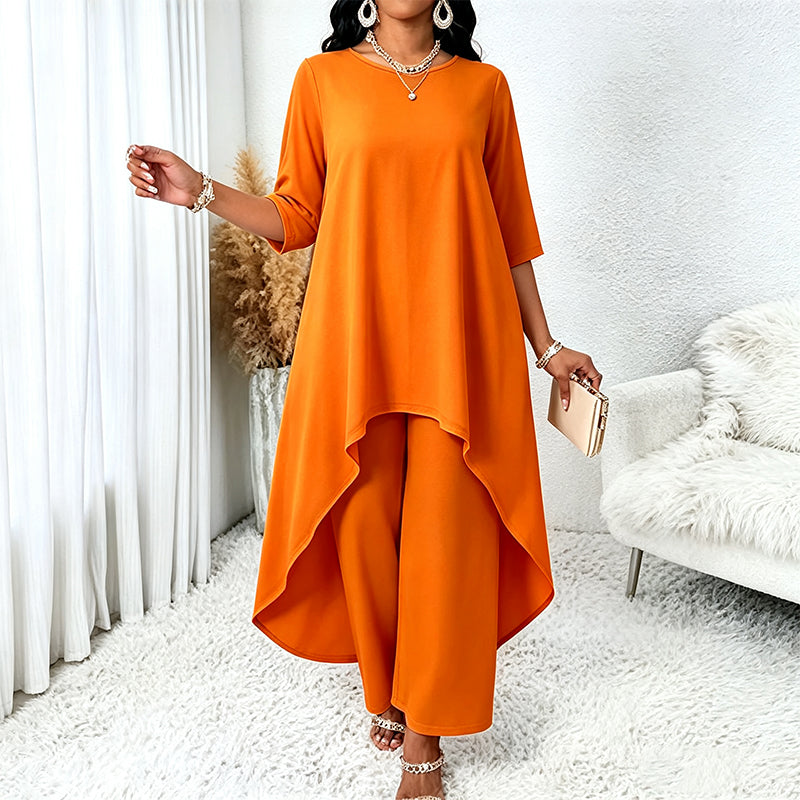 【XL-5XL】💖Zestaw składający się z eleganckiej bluzki i spodni z szerokimi nogawkami