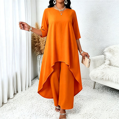 【XL-5XL】💖Zestaw składający się z eleganckiej bluzki i spodni z szerokimi nogawkami