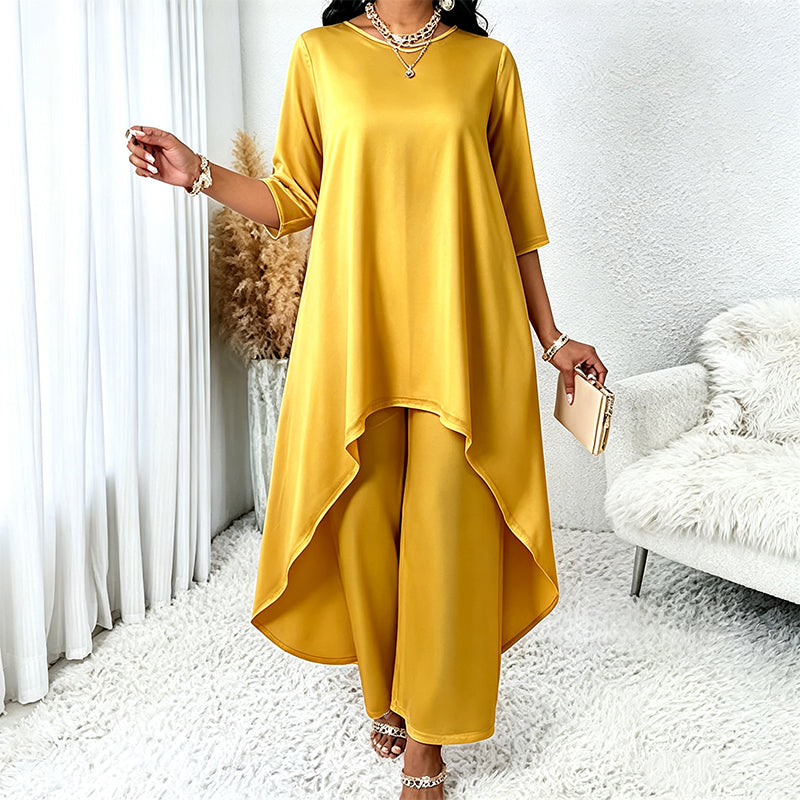 【XL-5XL】💖Zestaw składający się z eleganckiej bluzki i spodni z szerokimi nogawkami