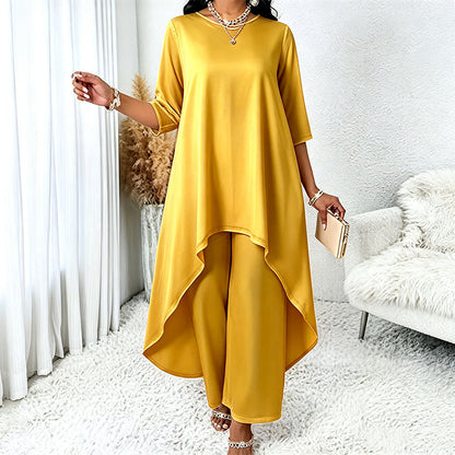 【XL-5XL】💖Zestaw składający się z eleganckiej bluzki i spodni z szerokimi nogawkami