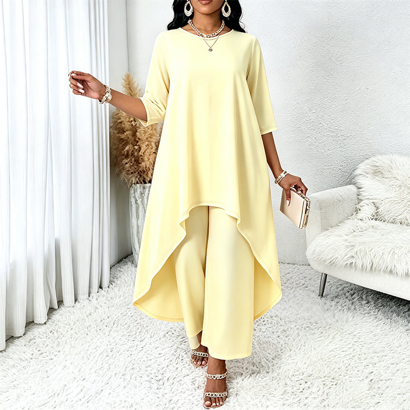 【XL-5XL】💖Zestaw składający się z eleganckiej bluzki i spodni z szerokimi nogawkami