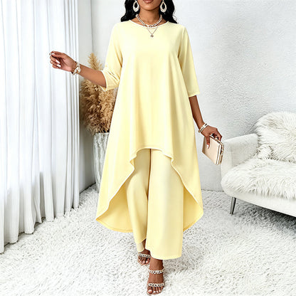 【XL-5XL】💖Zestaw składający się z eleganckiej bluzki i spodni z szerokimi nogawkami