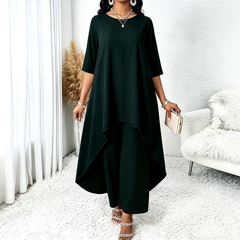 【XL-5XL】💖Zestaw składający się z eleganckiej bluzki i spodni z szerokimi nogawkami