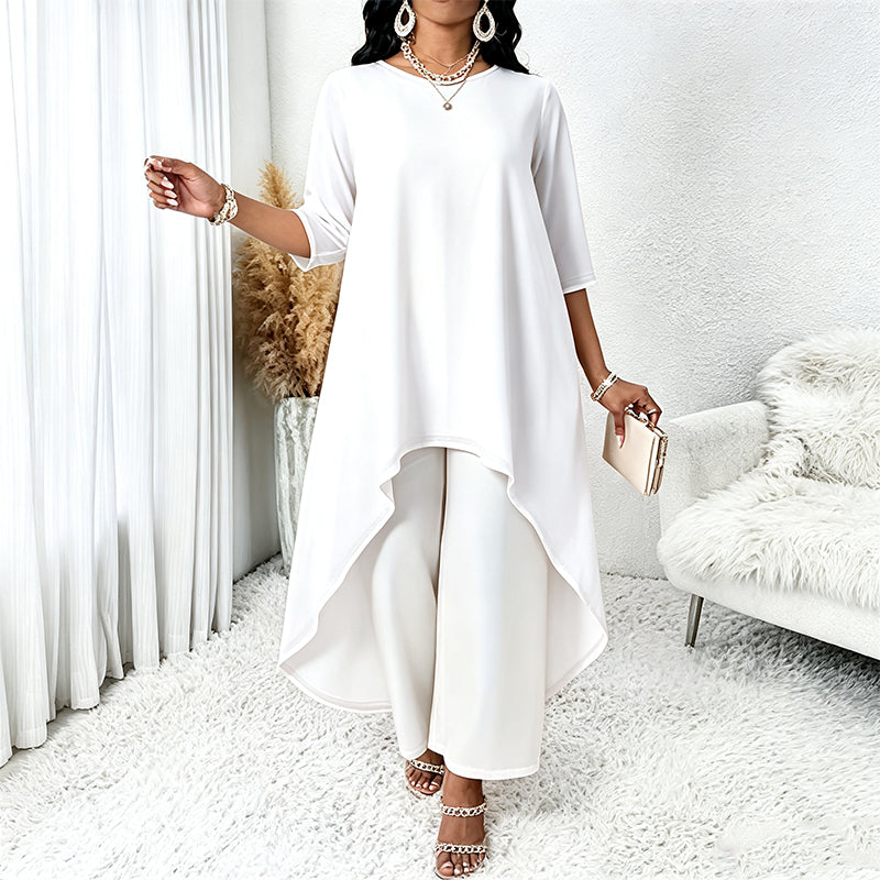 【XL-5XL】💖Zestaw składający się z eleganckiej bluzki i spodni z szerokimi nogawkami