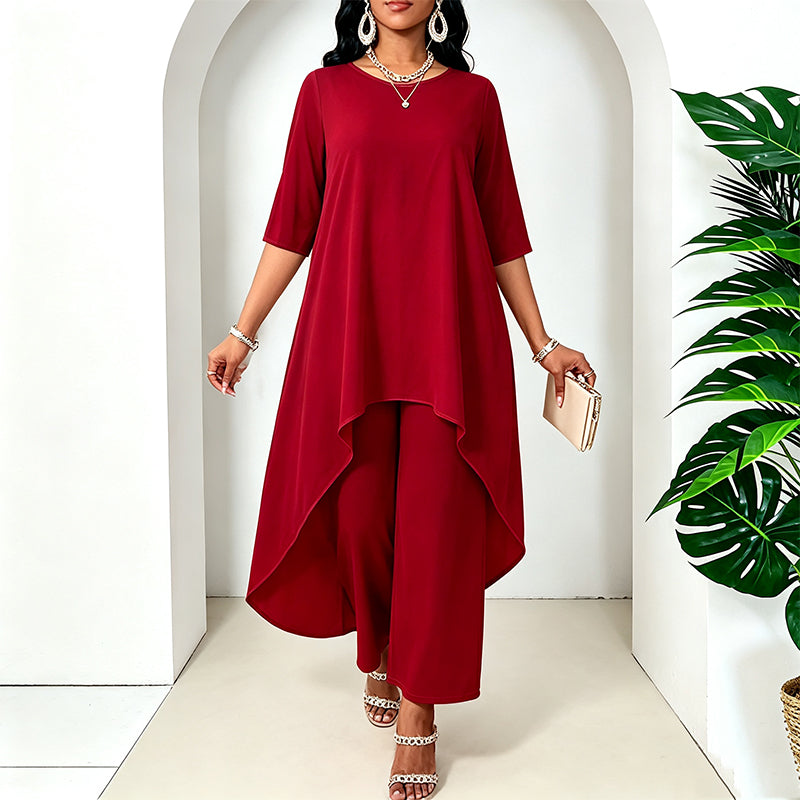 【XL-5XL】💖Zestaw składający się z eleganckiej bluzki i spodni z szerokimi nogawkami