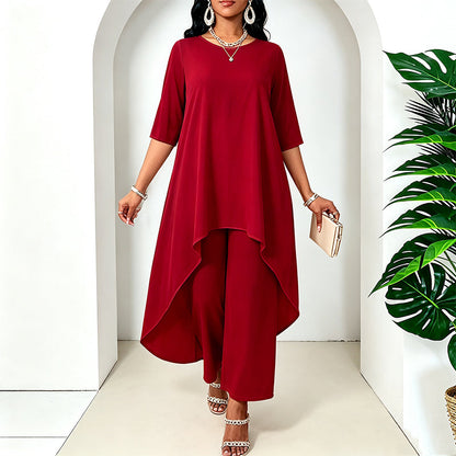 【XL-5XL】💖Zestaw składający się z eleganckiej bluzki i spodni z szerokimi nogawkami