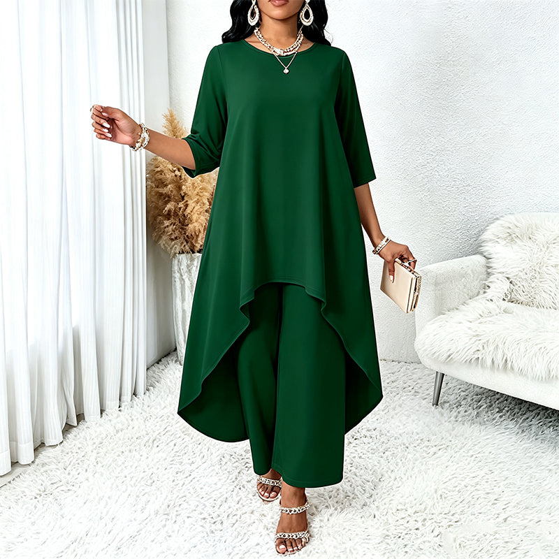 【XL-5XL】💖Zestaw składający się z eleganckiej bluzki i spodni z szerokimi nogawkami