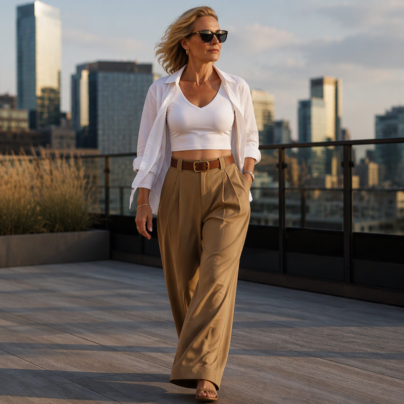 【S-2XL】👖Damska spodnia garniturowa z wysokim stanem i szerokimi nogawkami