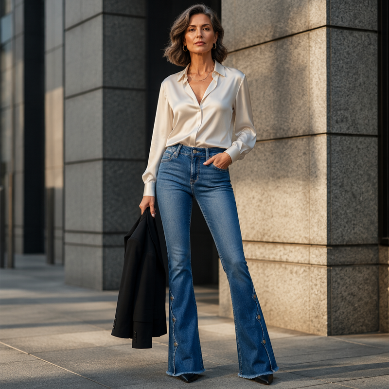 【S-2XL】👖Damska spodnie z wysokim stanem i rozszerzanymi nogawkami