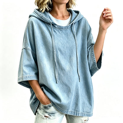 【S-3XL】✨Damska sweter z kapturem z dżinsu o luźnym kroju