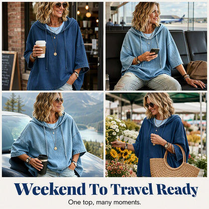 【S-3XL】✨Damska sweter z kapturem z dżinsu o luźnym kroju