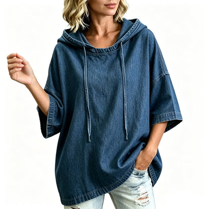 【S-3XL】✨Damska sweter z kapturem z dżinsu o luźnym kroju