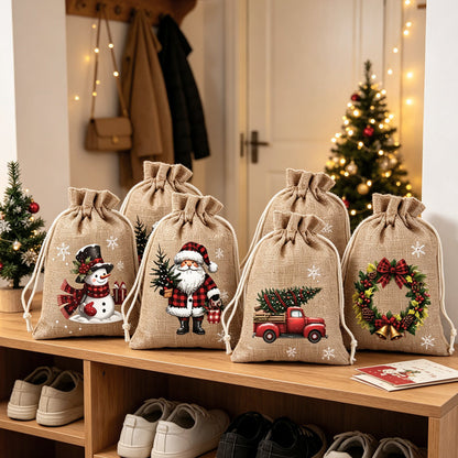 🎄Świąteczne torebki na prezenty z sznurkiem – 🎁Stylowe opakowanie, łatwe w użyciu, nadające się do recyklingu