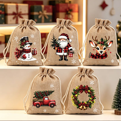 🎄Świąteczne torebki na prezenty z sznurkiem – 🎁Stylowe opakowanie, łatwe w użyciu, nadające się do recyklingu