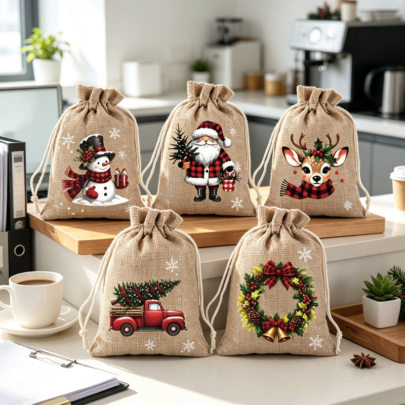 🎄Świąteczne torebki na prezenty z sznurkiem – 🎁Stylowe opakowanie, łatwe w użyciu, nadające się do recyklingu