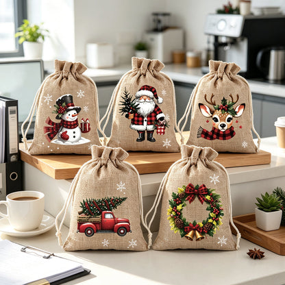 🎄Świąteczne torebki na prezenty z sznurkiem – 🎁Stylowe opakowanie, łatwe w użyciu, nadające się do recyklingu