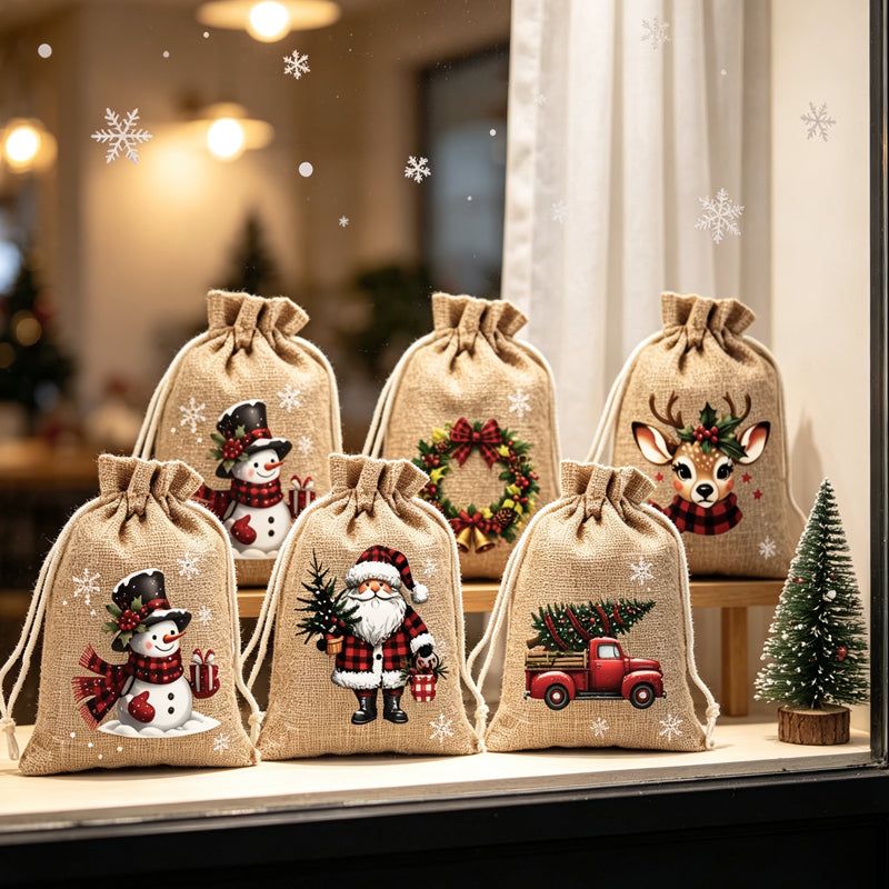🎄Świąteczne torebki na prezenty z sznurkiem – 🎁Stylowe opakowanie, łatwe w użyciu, nadające się do recyklingu