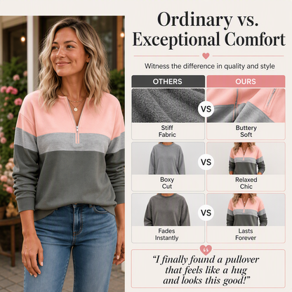 【S-3XL】💖Damska bluza z blokami kolorów i półzamkiem