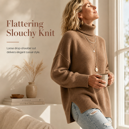 【S-5XL】🔥Sweter z dzianinowym kołnierzem o zbyt dużym rozmiarze